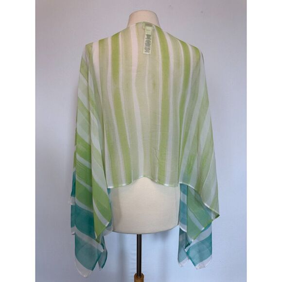 Chicos Blue and Green Poncho One Size - Picture 4 of 6